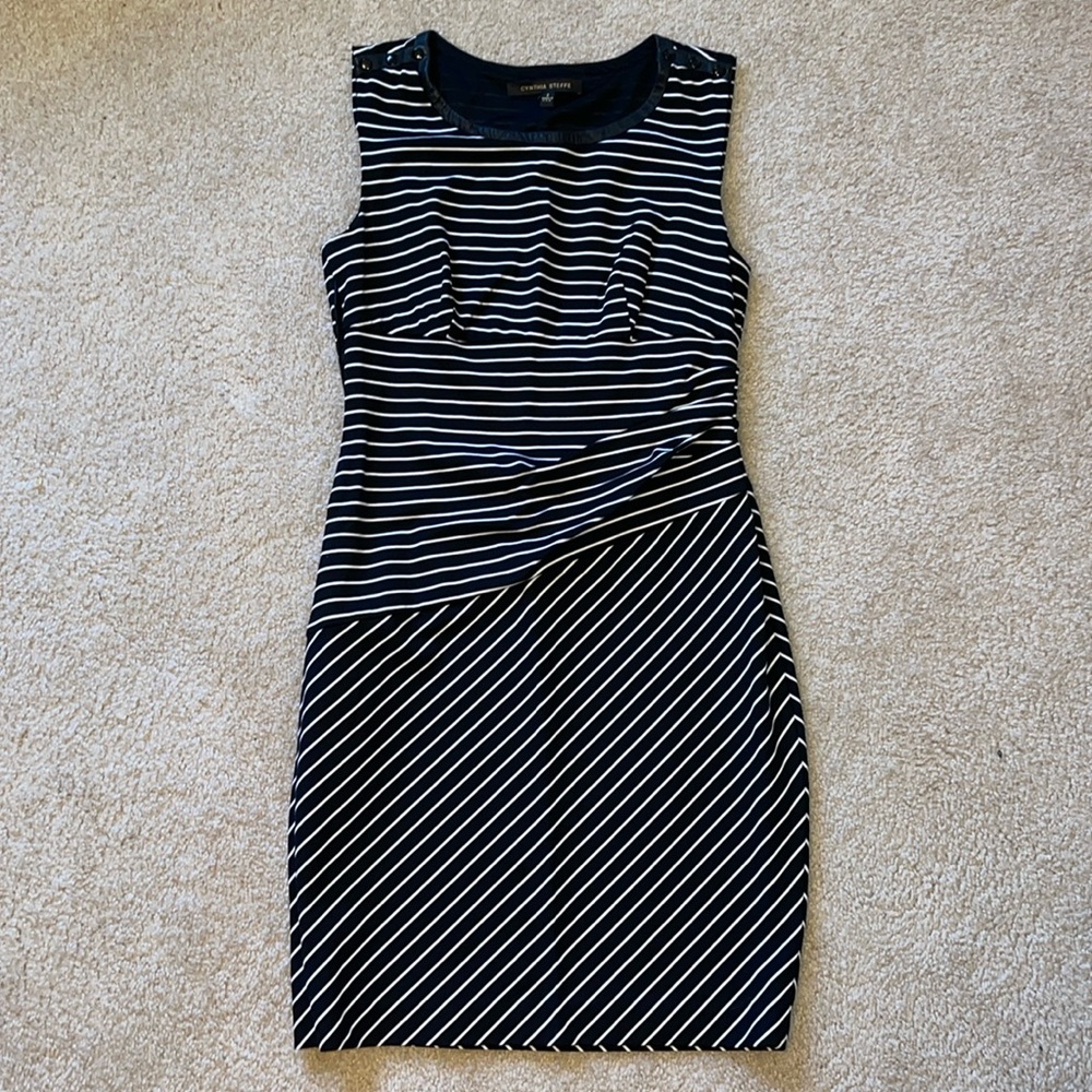 Cynthia Steffe | Leather Trim Sheath Dress | Size 2